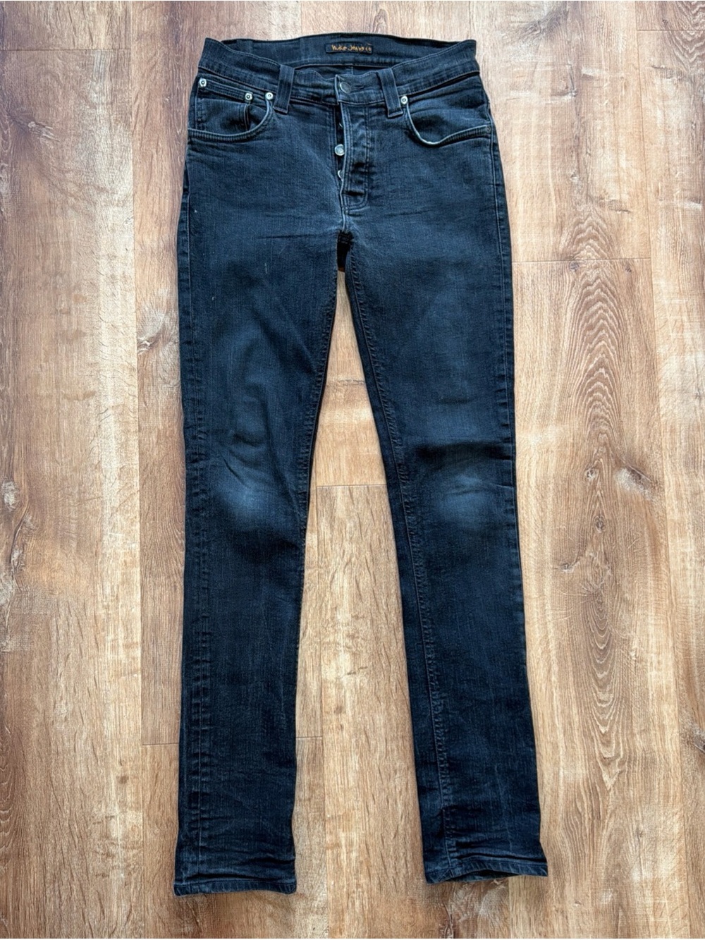 Nudie Jeans Co Grim Tim Mens Jeans Slim Skinny Fit Black Ring Stretch